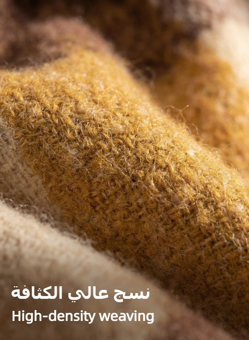 Women's Warm Scarf, Imitation Cashmere Shawl Wrap with Tassels, Plain Wool Design 40x185cm, Soft & Elegant Brown Fashion Scarves - Image 4